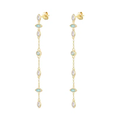 Kamaria Women's Gold Falling Opal Blossoms Duster Earrings