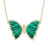 Kamaria Women's Gold / Green Large Malachite Butterfly Necklace With Diamonds