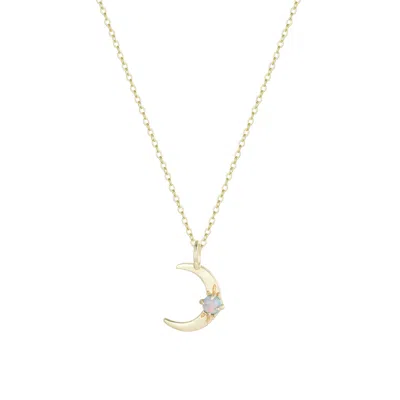 Kamaria Women's Gold / Green Opal Moon Charm Necklace In Multi