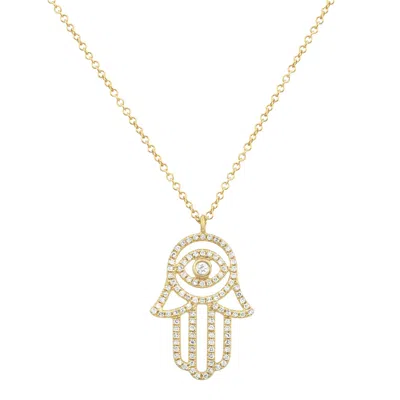 Kamaria Women's Gold Large Hamsa Hand Necklace With Diamonds