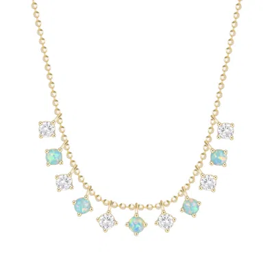 Kamaria Women's Gold Lights In The Milky Way Opal Necklace On Ball Chain - Clustered