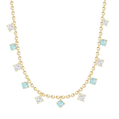 Kamaria Women's Gold Lights In The Milky Way Opal Necklace On Ball Chain - Large