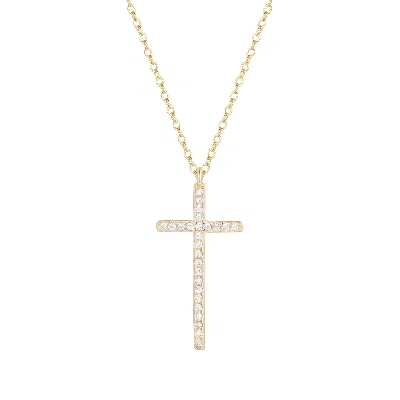 Kamaria Women's Gold Long Cross Necklace With Crystals