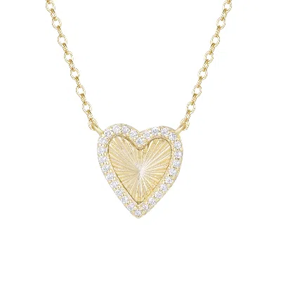 Kamaria Women's Gold Mini Fluted Heart Necklace With Crystals