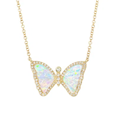 Kamaria Women's Gold Mini Opal Butterfly Necklace With Diamonds - Galaxy