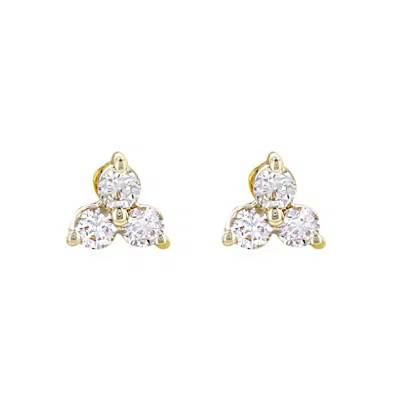 Kamaria Women's Gold Mini Triple Diamond Stud Earrings In Transparent