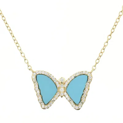 Kamaria Women's Gold Mini Turquoise Butterfly Necklace