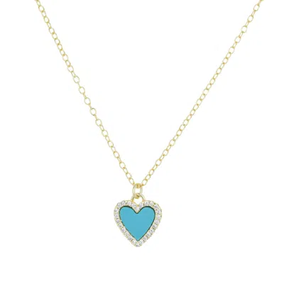 Kamaria Women's Gold Mini Turquoise Heart Necklace With Crystals