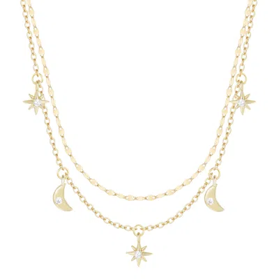 Kamaria Women's Gold Moon & Stars Celestial Double Layering Necklace