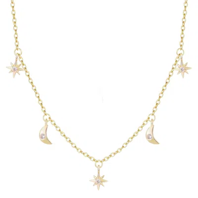 Kamaria Women's Gold Moon & Stars Celestial Layering Necklace