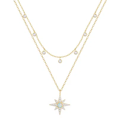 Kamaria Women's Gold North Star Opal Double Layering Necklace