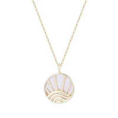 Kamaria Women's Gold Ocean Pearl Sunset Necklace With Crystals