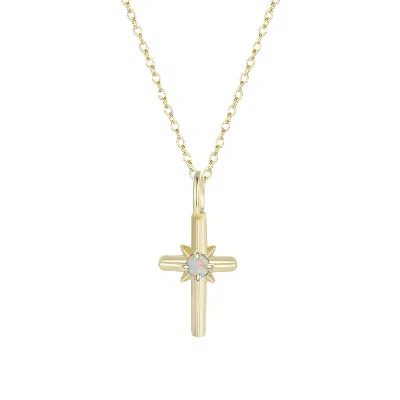 Kamaria Women's Gold Opal Cross Charm Necklace