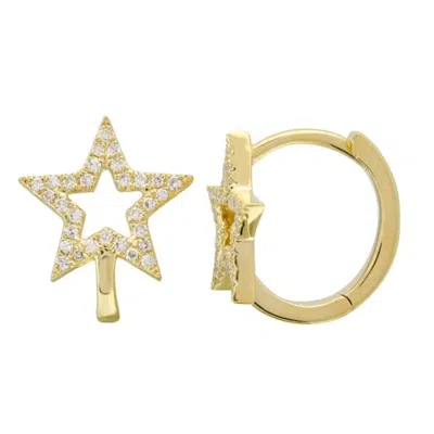 Kamaria Women's Gold Open Star Huggie Earrings With Diamonds