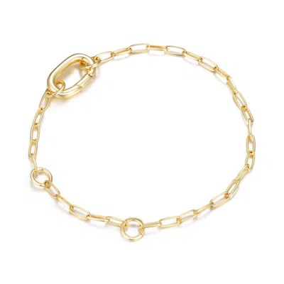 Kamaria Women's Gold Paperclip Chain Charm Bracelet With Carabiner Clasp