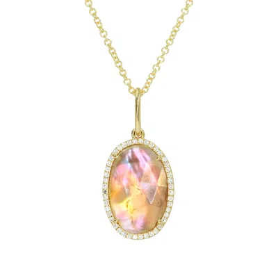 Kamaria Women's Gold Peach Tourmaline & Pearl Doublet Necklace With Diamonds