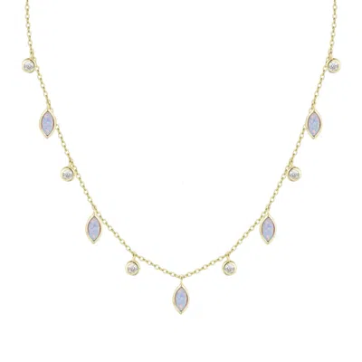 Kamaria Women's Gold / Purple Opal Drops Of Spring Necklace - Lavender