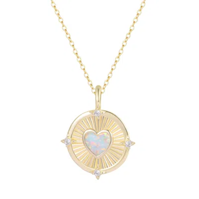 Kamaria Women's Gold Radiant Opal Heart Necklace