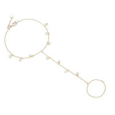 Kamaria Women's Gold Rain Drop Hand Chain Bracelet With Crystals