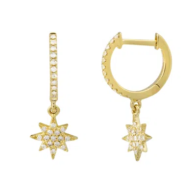 Kamaria Women's Gold Star Dangle Huggie Earrings With Diamonds