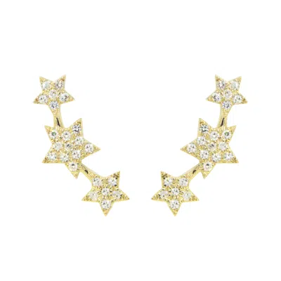 Kamaria Women's Gold Triple Star Cluster Diamond Stud Earrings