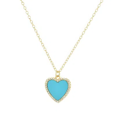 Kamaria Women's Gold Turquoise Heart Necklace With Crystals In Blue