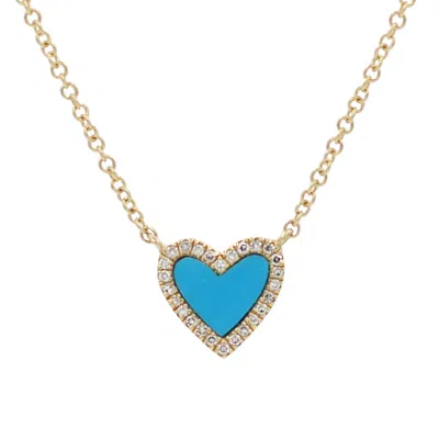Kamaria Women's Gold Turquoise Heart Necklace With Diamonds