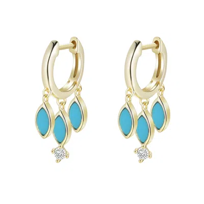 Kamaria Women's Gold Turquoise Shaker Huggie Earrings