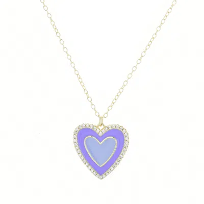 Kamaria Women's Gold Very Peri Enamel Heart Necklace In Blue