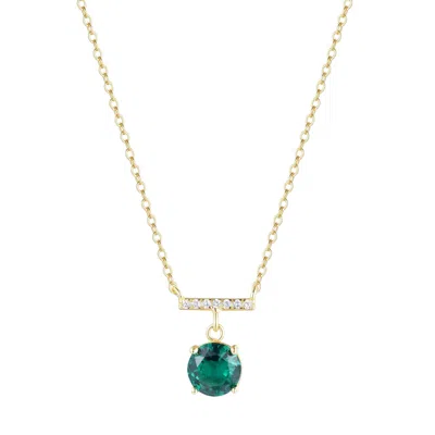 Kamaria Women's Green Birthstone Solitaire & Crystal Bar Necklace - May
