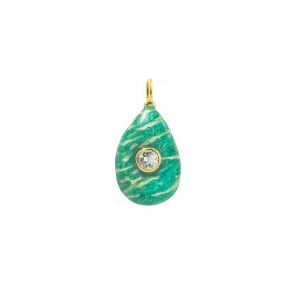 Kamaria Women's Green Chatoyant Amazonite Gemstone Pendant With Topaz