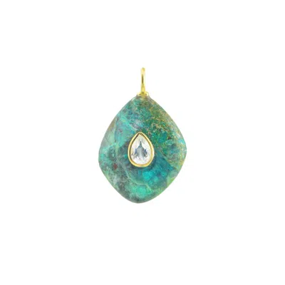 Kamaria Women's Green Chrysocolla Gemstone Pendant With Topaz - Kite Two