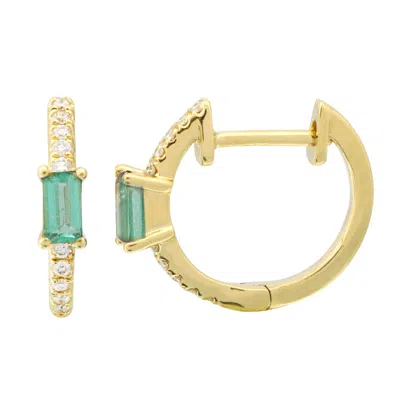 Kamaria Women's Green Emerald & Diamond Huggie Earrings In Gold