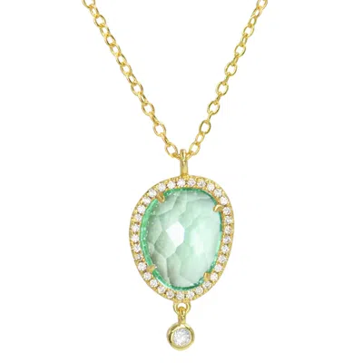 Kamaria Women's Green / Gold Johari Lab Created Gemstone Necklace With Crystals - Paraiba Gold In Multi