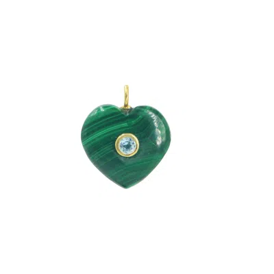 Kamaria Women's Green Malachite Gemstone Pendant With Topaz - Heart