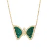 Kamaria Women's Green Mini Malachite Butterfly Necklace With Diamonds In Green