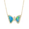 Kamaria Women's Green Mini Opal Butterfly Necklace With Diamonds