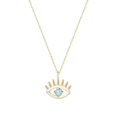 Kamaria Women's Green Opal Evil Eye Charm Necklace
