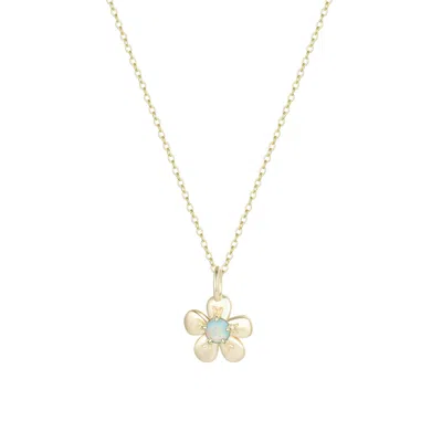 Kamaria Women's Green Opal Flower Charm Necklace