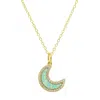 Kamaria Women's Green Opal Moon Necklace In Gold