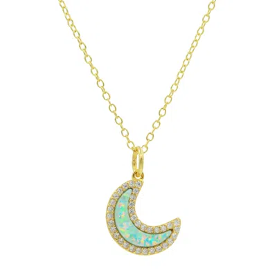 Kamaria Women's Green Opal Moon Necklace In Gold