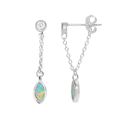 Kamaria Women's Green / Silver Full Swing Opal Earrings - Light Green Silver In Multi