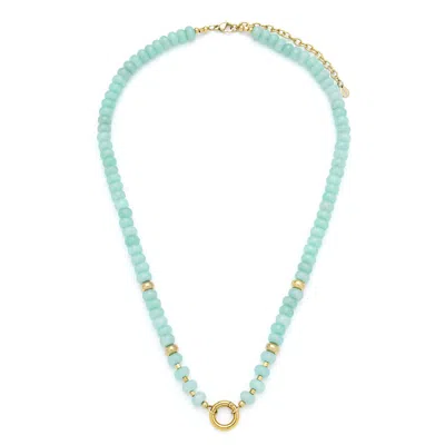 Kamaria Women's Grey Raya Large Gemstone Necklace - Amazonite In Gray