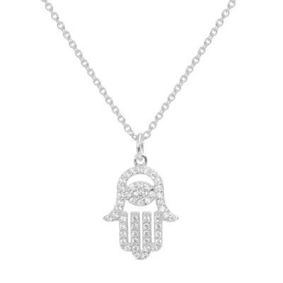 Kamaria Women's Hamsa Crystal Necklace Silver In Metallic