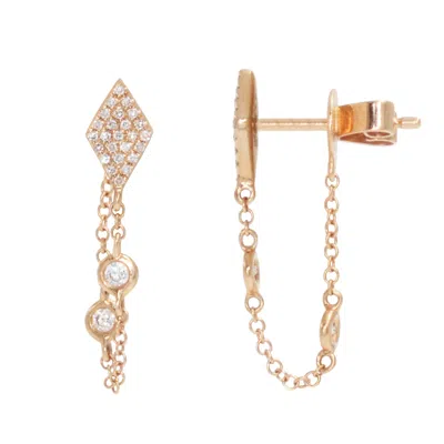 Kamaria Women's Kite Chain Studs With Diamonds In Rose Gold