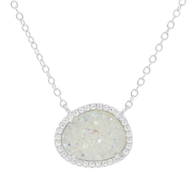 Kamaria Women's Kokoto Necklace - Druzy - Silver In Green