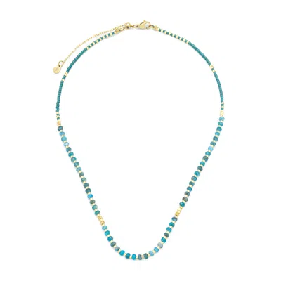 Kamaria Women's Lumira Mini Gemstone Necklace With Miyuki Beads - Blue Apatite