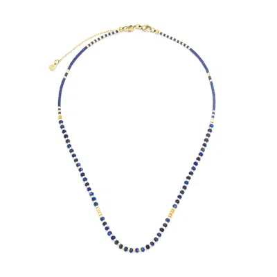 Kamaria Women's Lumira Mini Gemstone Necklace With Miyuki Beads - Blue Lapis