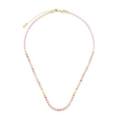 Kamaria Women's Lumira Mini Gemstone Necklace With Miyuki Beads - Pink Tourmaline