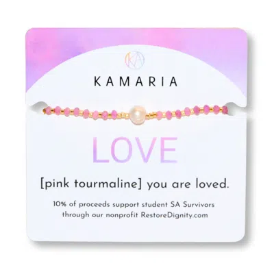 Kamaria Women's Lumira Mini Pearl & Gemstone Adjustable Bracelet With Miyuki Beads - Pink Tourmaline